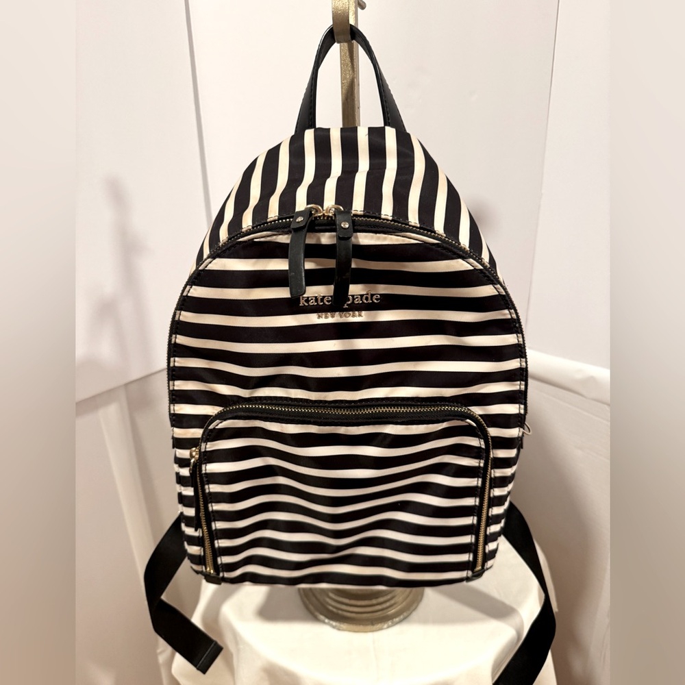 Kate Spade Backpack- classic Black and white striped.